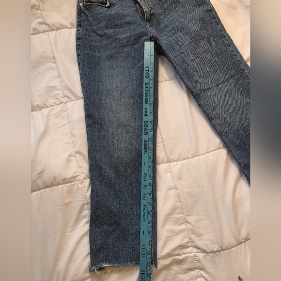 LOFT Straight Crop Jeans Womens Size 4 27 Medium Wash Raw Hem Preloved - Picture 11 of 12